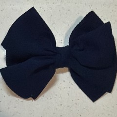 Red Blue Solid Bow Hair Clips Fabric Metal 2pc Set for Women All Hair Types