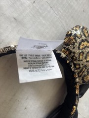 DISNEY Mickey Minnie Mouse Ears Headband Sequined Bow Leopard Print Black & Gold