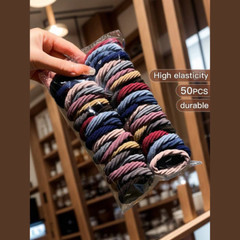 50pcs Colorful Hair Ties Korean Style Trendy Colorful Comfort Hair Accessories
