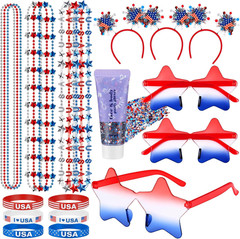 4Th of July Accessories Set – Red White and Blue Headband Star Sunglasses Neckla