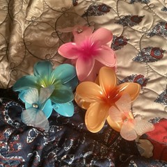 Flower Hair Clips Set of 3, Plastic Multicolor Floral Women’s Hair Clips
