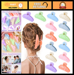 14 Pack Large Non-Slip Acrylic Hair Claw Clips for Thick & Thin Hair – Cute Bulk