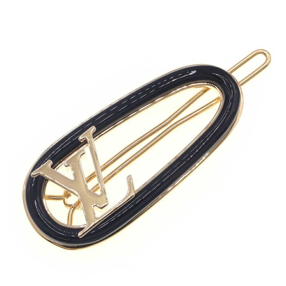 LOUIS VUITTON My LV Chain Hair Clip M02294 Gold Black Metal Hair Accessory