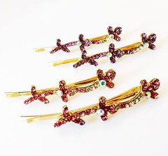 USA SELLER Bobby Pin Rhinestone Crystal Hair Clip Hairpin Leaf Gold Purple H41