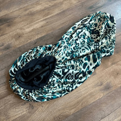 Sleep Bonnet for Long Hair Dreadlocks Braids Cream Green Black Leopard Print
