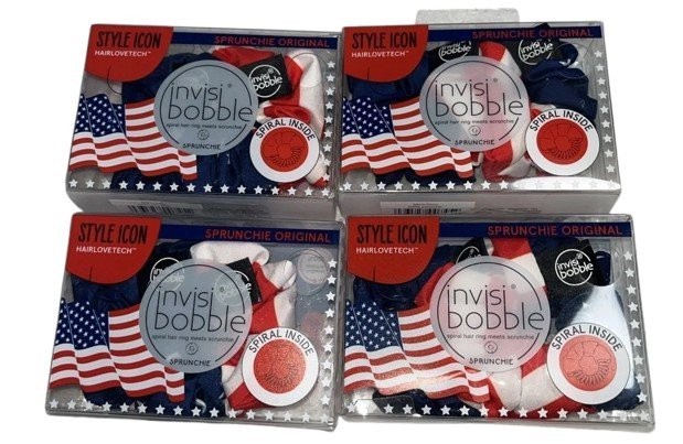 4-Pack invisibobble Sprunchie, Americana Patriotic Red, White, & Blue Edition