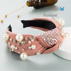 Pink Fashion Rhinestones Faux Pearls Women’s Headband ~ New