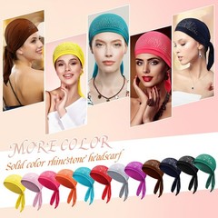 12 PCS Rhinestone Head Scarf Women Turban Durag Cap Skull Headband