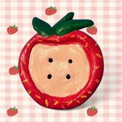 HANDMADE Strawberry Button Hair Clip