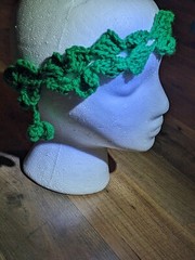 Handmade Crochet Headband, Green Flowers, 100% Acrylic, Child/Adult