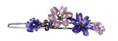 Crystal Flower Barrette with Snap-On Hair Clip for Thin Hair YY86400-11