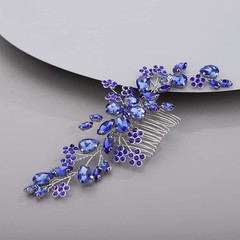 Blue Teardrop Flower Crystal Hair Comb Bride Wedding Hair Accessories