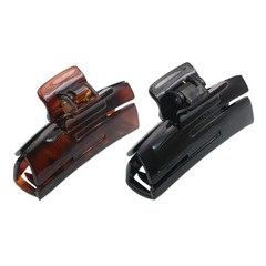 2-Pcs French Cutout Curve 3-1/4″ Tortoise Shell Black Hair Claw Clips