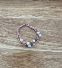 Cute Elastic Hair Bands Ponytail Holder Pink Scrunchies With Beads