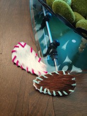 New Artisan 2 Pc Cowhide Brindle Hair On Hide Alligator Hair Clip