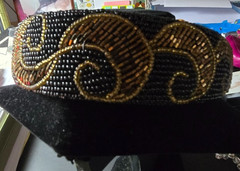 Sequin headband evening women black with gold design