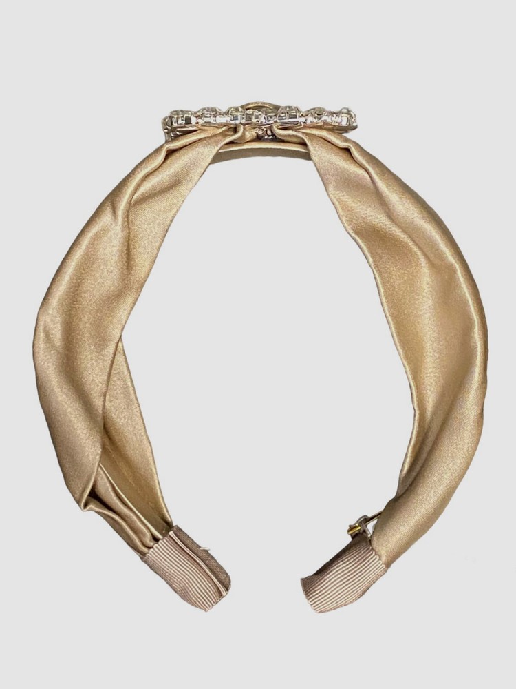 $375 Jennifer Behr Women’s Beige Elise Crystal Embellished Headband One Size