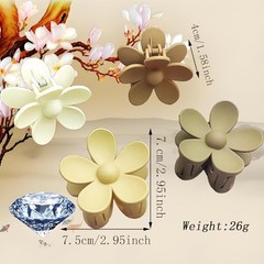 Flower Hair Clips, 8PCS Large Claw Clips for Women Thick Color C:Neutral Color