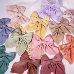 Solid Color Big Bow Hair Clip For Women Girls Elegant Flower Printed Bowkn