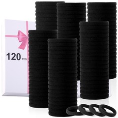 120PCS Black Hair Ties for Thick Hair – Seamless No Damage Elastic Ponytail H…