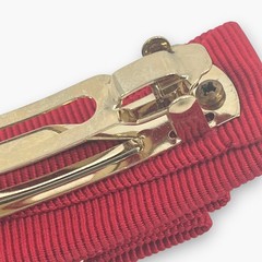 Salvatore Ferragamo Vintage Vara Bow Hair Barrette Clip Red Gold-tone