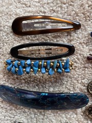 Lot of 16 VTG Hair Clips Barrettes Made In France, Japan Tortoise Blue Unique