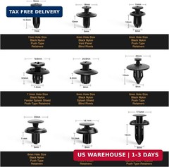 GOOACC 190 Pcs Car Retainer Clips & Fastener Remover – 18 Most Popular Sizes & A