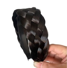 Black Brown Twist Braided Headband Wig Wide-Brimmed Hair Hoop Simple Ponytail…