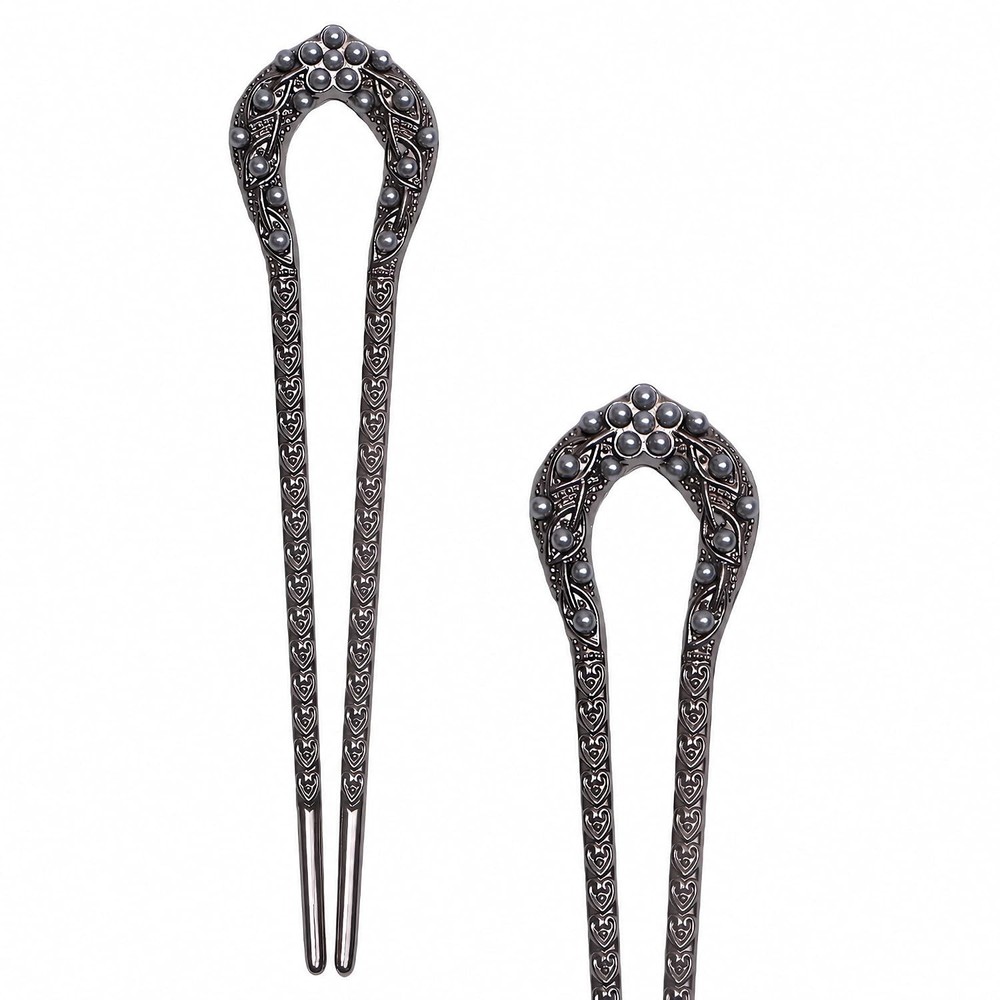 2PCS Vintage French U-Shaped Hair Pins – Retro Metal Hair Forks for Women,