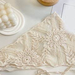 Elegant French Farm Style Lace Triangular Headscarf Scarf Head Wrap For Women