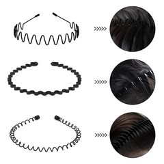 7Pcs Metal Hair Headband Set Wave Style Hoop Band Comb Sports Hairband Men Women