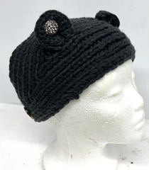 Headband BLACK w Rhinestone EARS by CC Exclusives Headwrap Scarf NWT New
