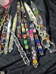 Clear Resin Glitter Hair Stick, Multicolor Mixed Pattern Buttons Theme