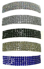 Set of 5 Vintage Crystal Bar Barrettes Sparkly Bridal Thick Hair Hairclip 0004-5