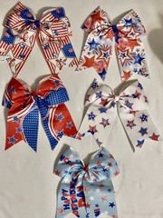 Girls Bows Hair Clips |5 Packs 4th of July Patriotic Independence Day Size 8 in.