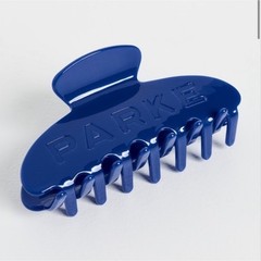NEW PARKE Blue Plastic Hair Claw Clip for Women, Solid Pattern, with Denim Pouch