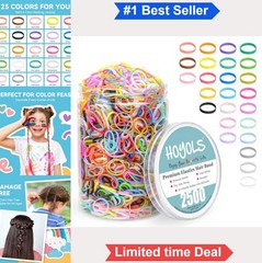 Colorful Mini Hair Rubber Bands TPU 2500 Pack 25 Colors Soft Elastic for Braids