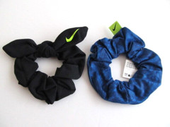 Nike Gathered Ponytail Hair Ties 2 Pack Black and Blue Jay/Binary Blue