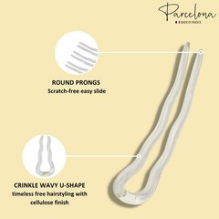 Parcelona French Mystic Large 3″ Cellulose Chignon U Shaped Hair Pins(Set of 3)