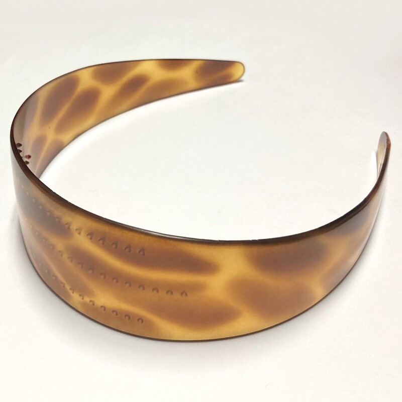 French Hair Headband Wide Band Brown Spotted Giraffe Animal Print Made in France