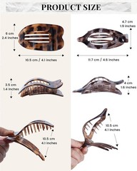 ACECHA 6 Pack Flat Hair Claw Clips for 1 Count (Pack of 6), Glossy-Tortoise