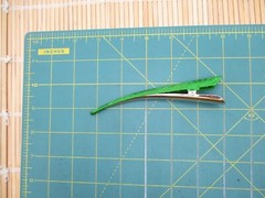 Green Kimono Fabric Large Hair Clip, Long Upcycled 130mm Metal Hair Accessory