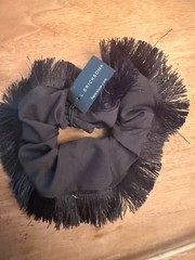 NWT L Erickson Black Scrunchie fringe made in france High end
