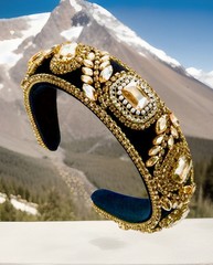 GOLD RHINESTONE STUNNING JEWELED HEADBAND by HEMING JEWELRY BRAND NEW SEALED WOW