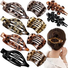 Obeoby 10 Pcs Flat Hair Clips for Women, 1 Count (Pack of 10), Tortoiseshell