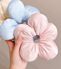 Blue Flower Hair Scrunchie For Teens & Kids Super Cute Hair Scrunchie Accessory