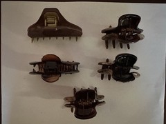 Vintage Tortoise Shell Hair Claw Clips Lot Of 5 Mixed Shapes Brown Acetate