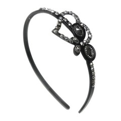 12 PCS Black Ribbon Headband with Silver & Color Stones