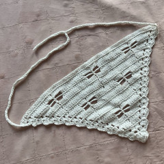 Handmade Crochet Bandana Set of 3 – Dragonfly Boho Hair Kerchief Pack