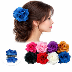 2PC Large Chiffon Rose Flower Hair Claw Clips Double-Sided Rose Hair Accessories
